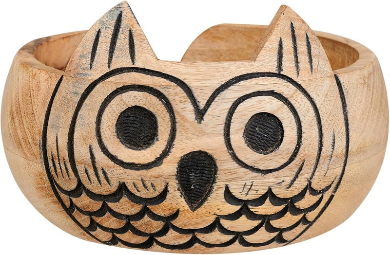 Eximious India Christmas Gifts for Women Wooden Yarn Bowl Knitting Bowl Large Crochet Cat Yarn Holder Handmade Crocheting Accessories and Supplies Organizer 7 x 3 (Owl) - Image 1